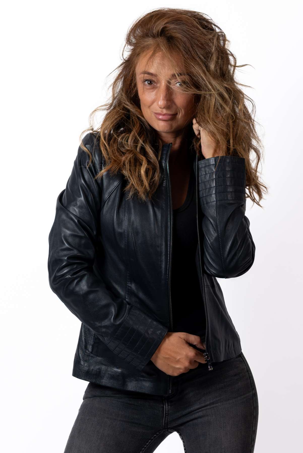 Women's leather jacket Alexa Blue
