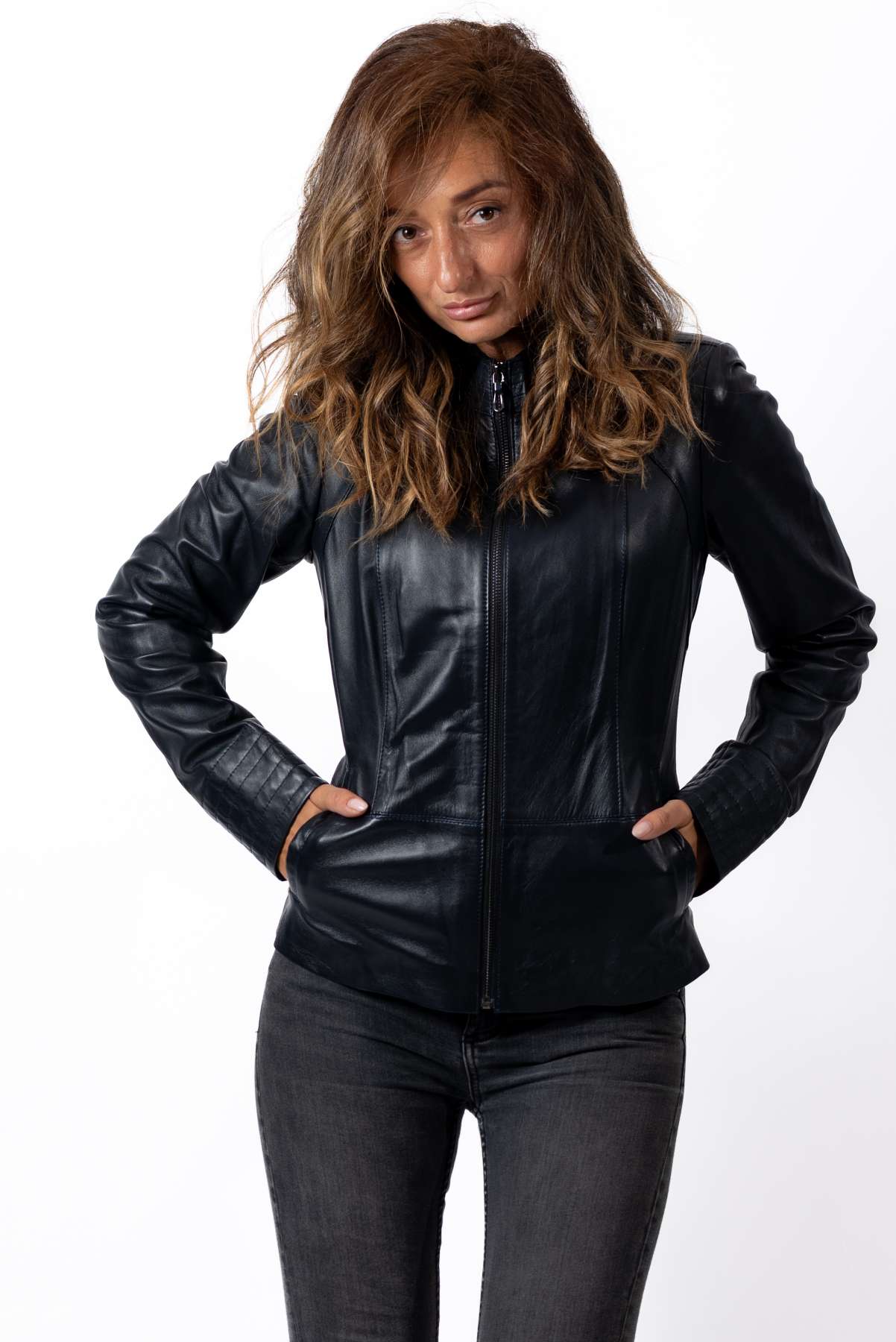 Women's leather jacket Alexa Blue