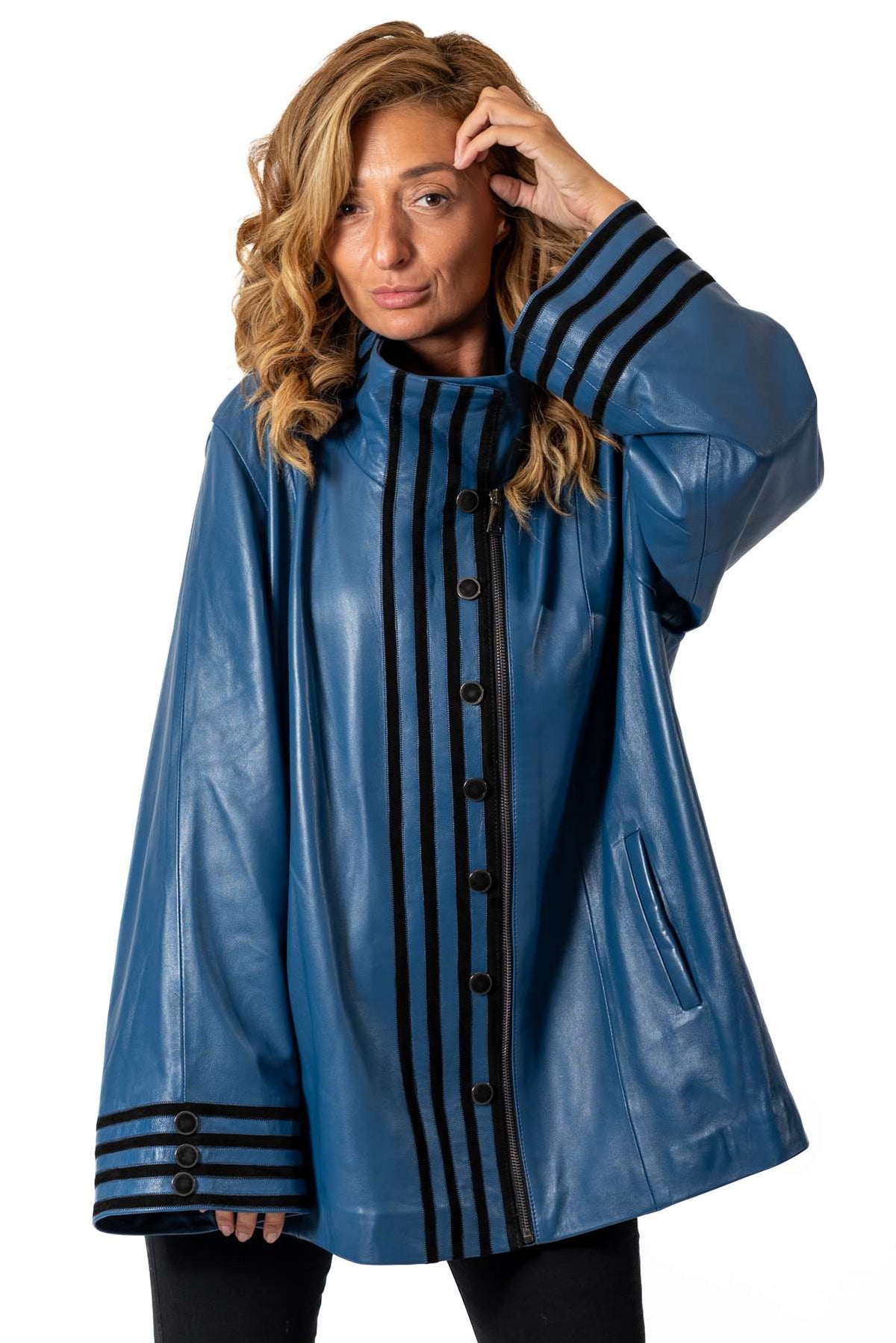 Women's leather jacket Borisa Blue