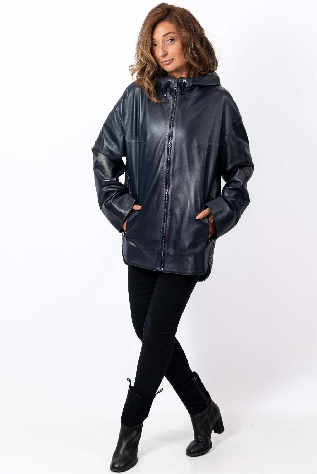 Women's leather jacket Elitsa Blue
