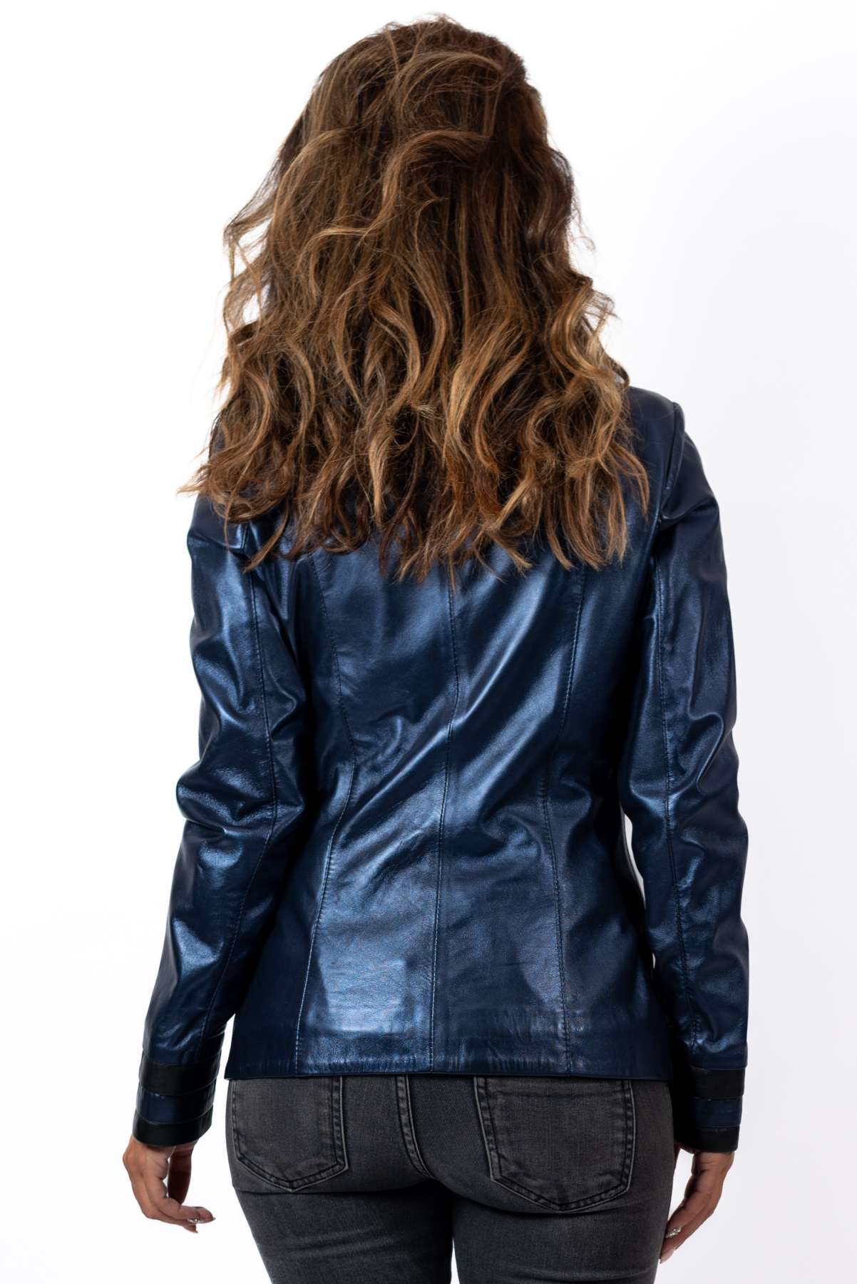 Women's leather jacket Angela Blue Neon