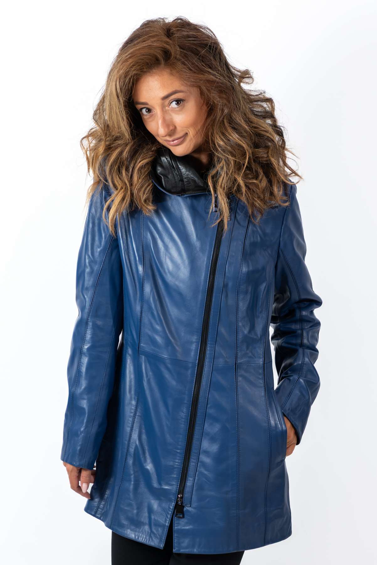 Women's leather jacket Zornitsa Blue