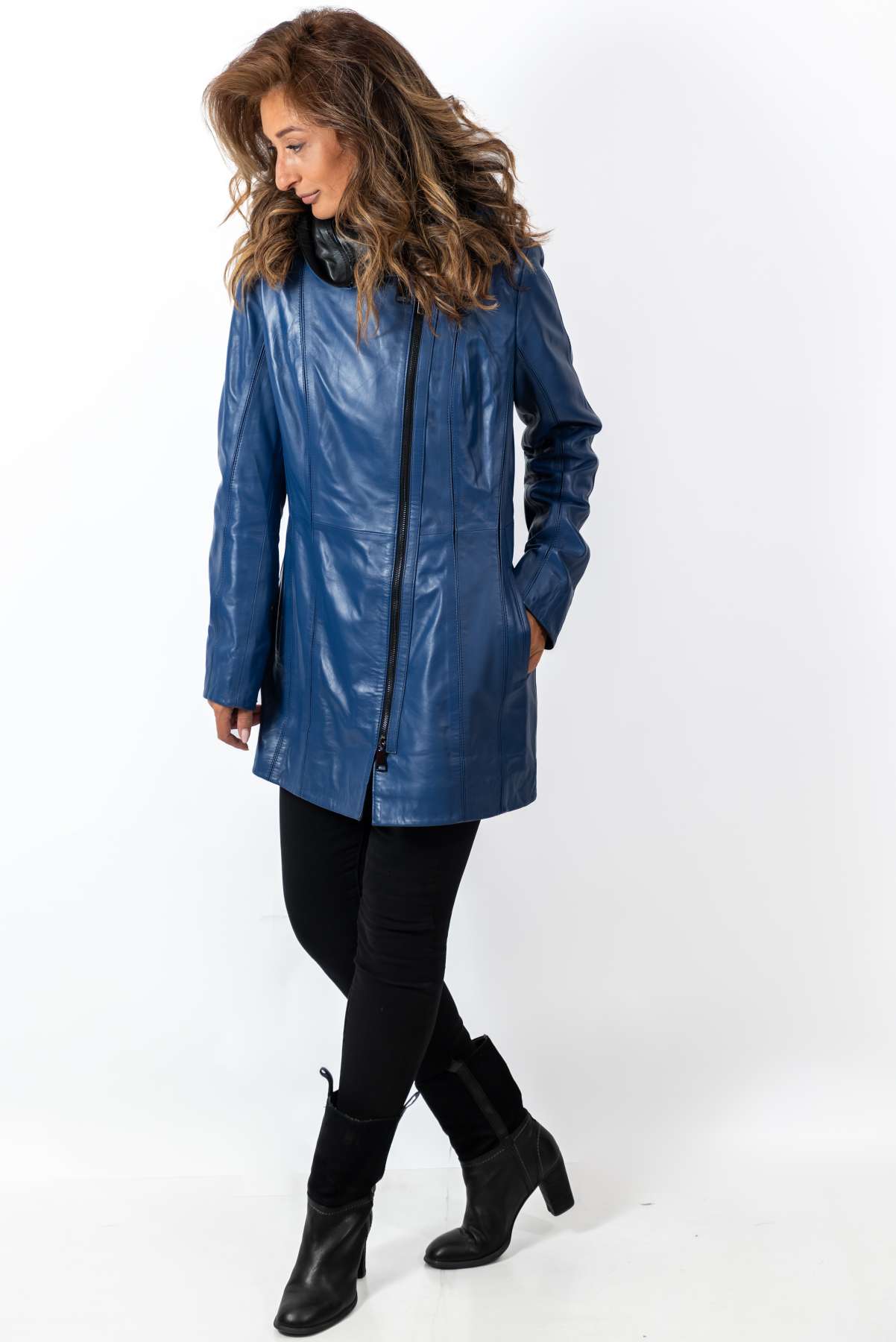 Women's leather jacket Zornitsa Blue