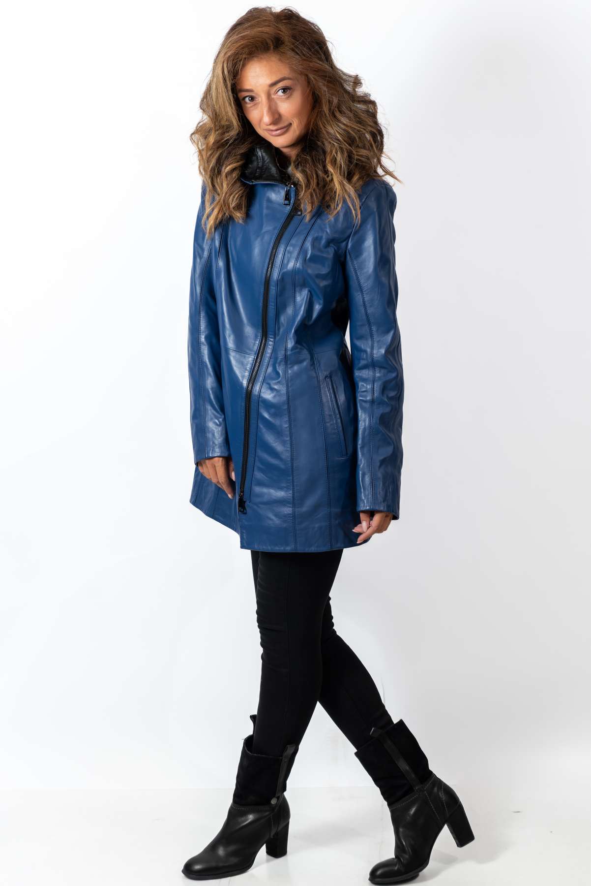 Women's leather jacket Zornitsa Blue