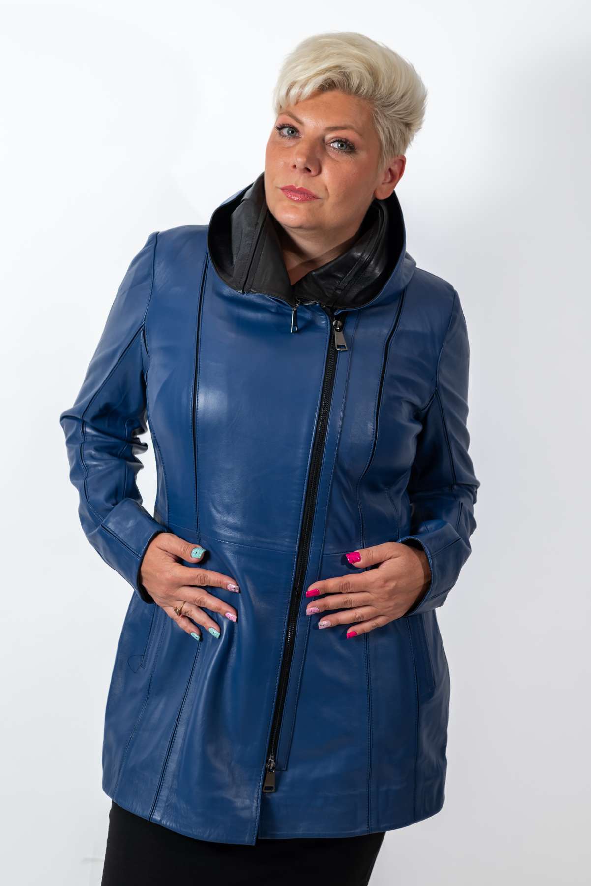 Women's leather jacket Zornitsa Blue