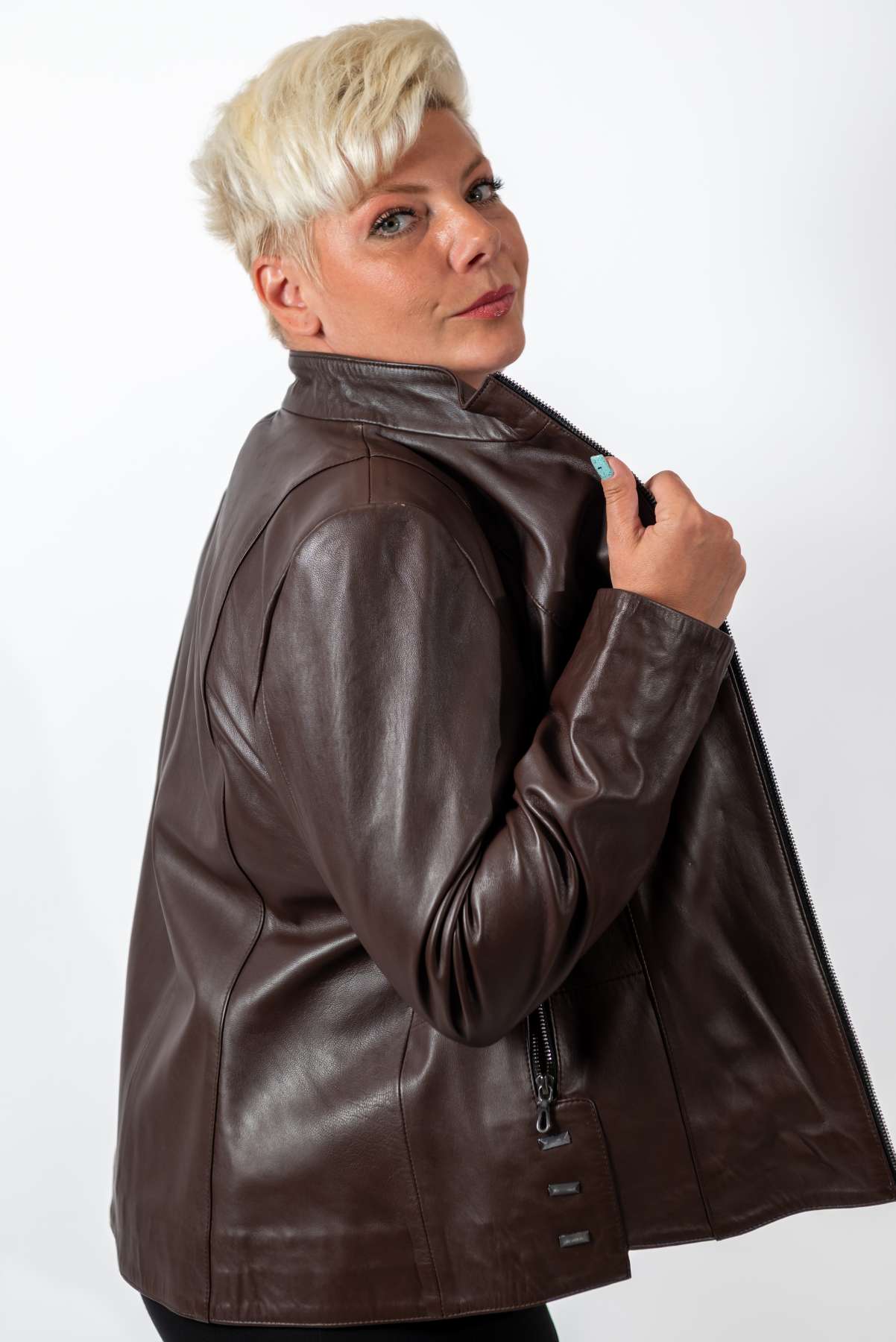 Women's leather jacket Adelina Brown