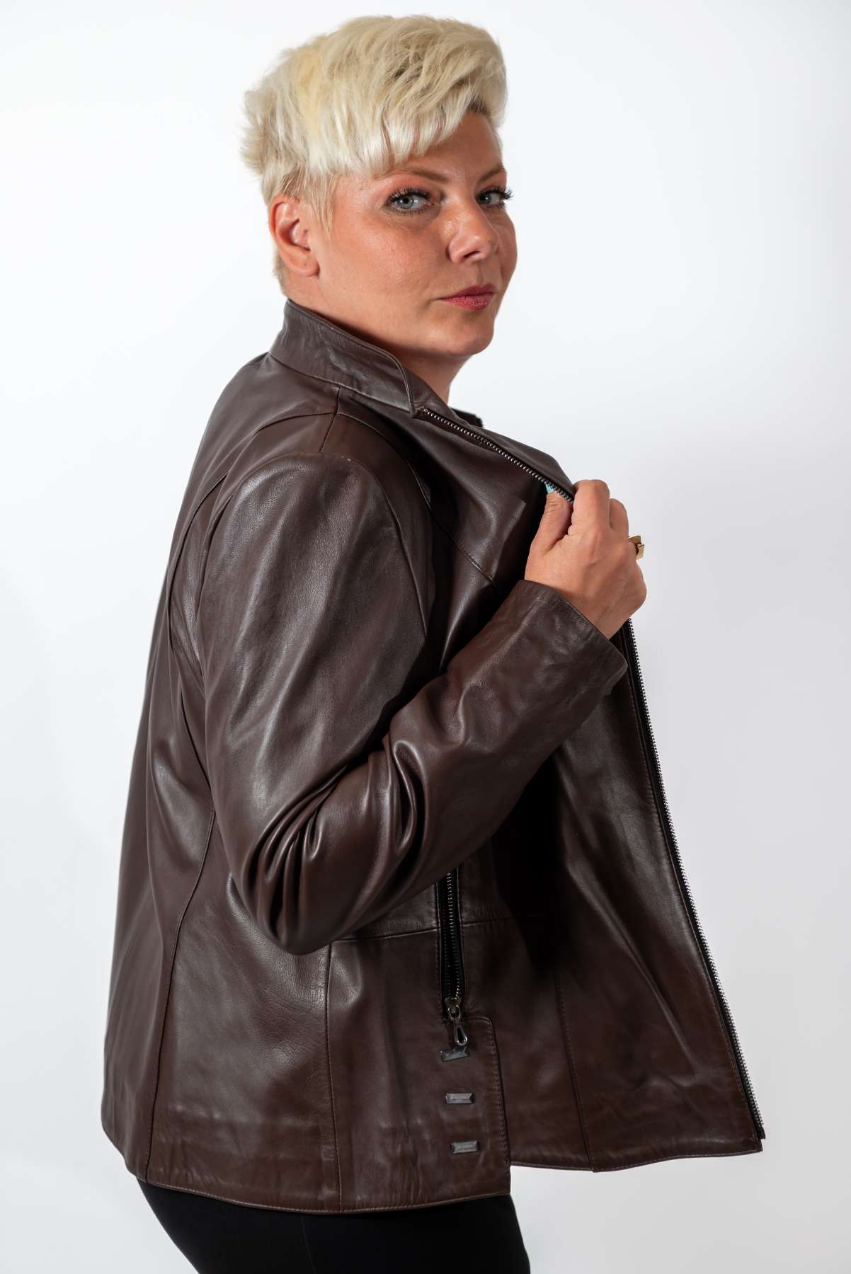 Women's leather jacket Adelina Brown