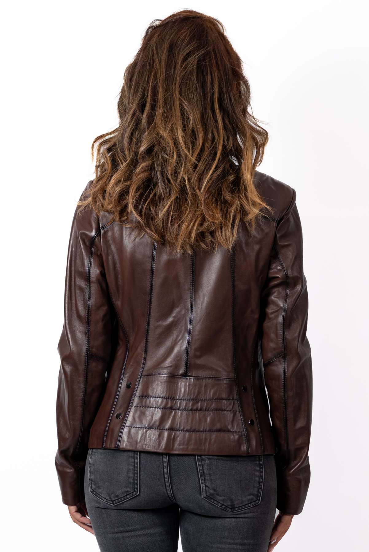 Women's leather jacket Bagryana Brown