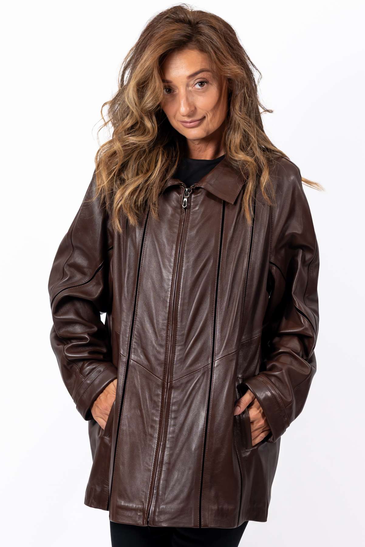 Women's leather jacket Elena Brown