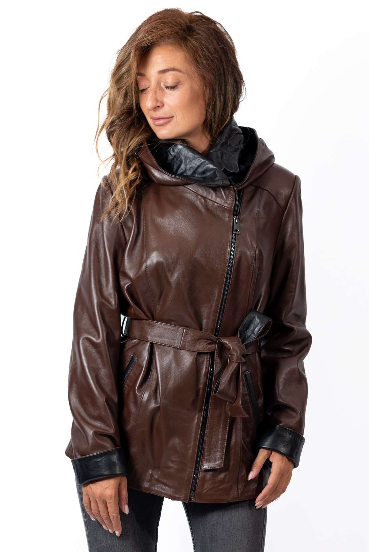 Women's leather jacket Vanina Brown
