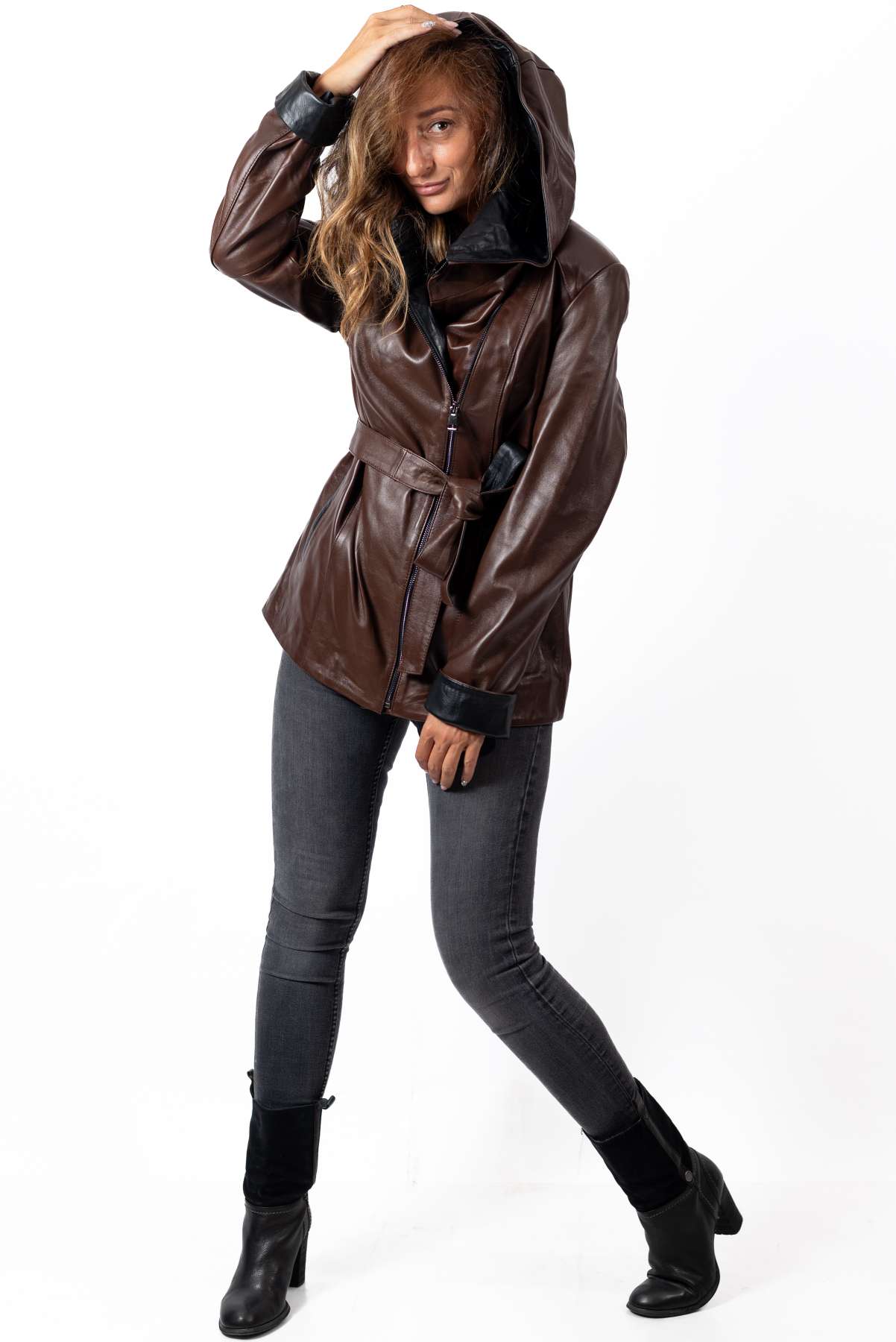Women's leather jacket Vanina Brown