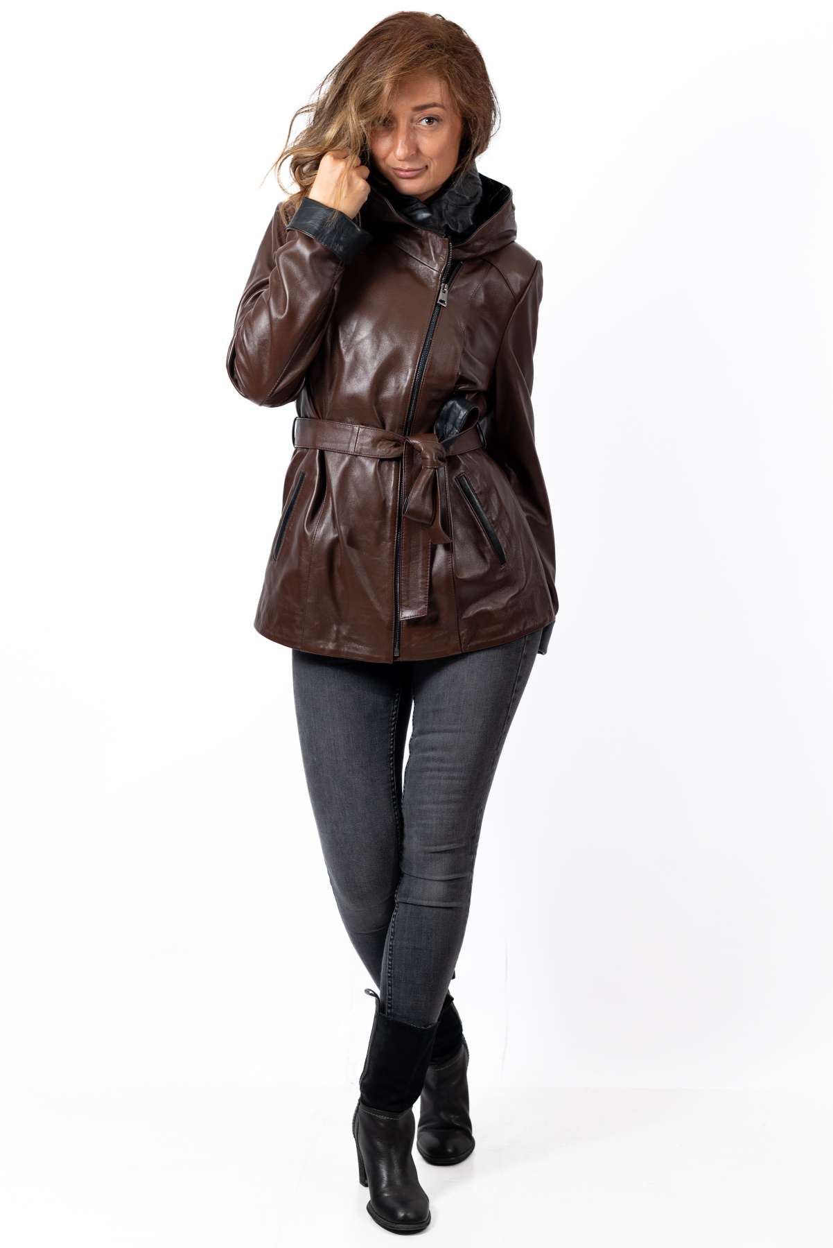 Women's leather jacket Vanina Brown