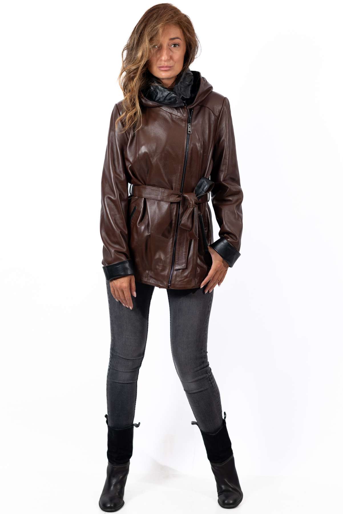 Women's leather jacket Vanina Brown