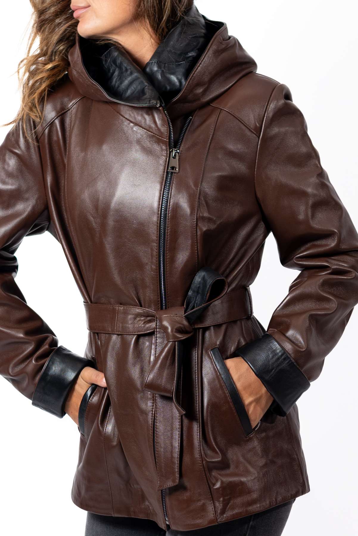 Women's leather jacket Vanina Brown