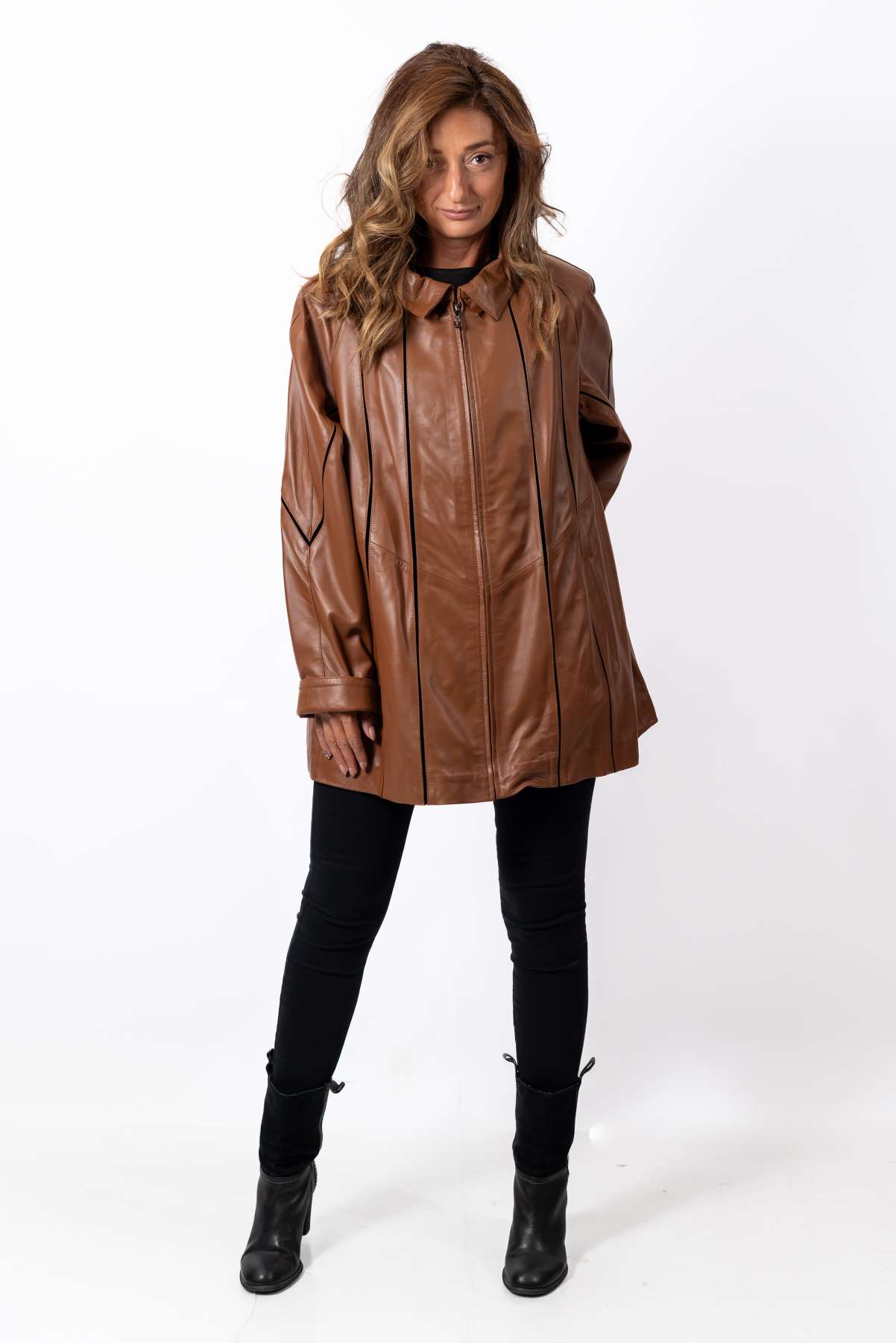 Women's leather jacket Elena Camel