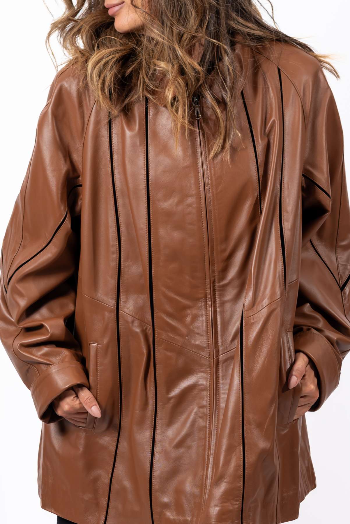 Women's leather jacket Elena Camel