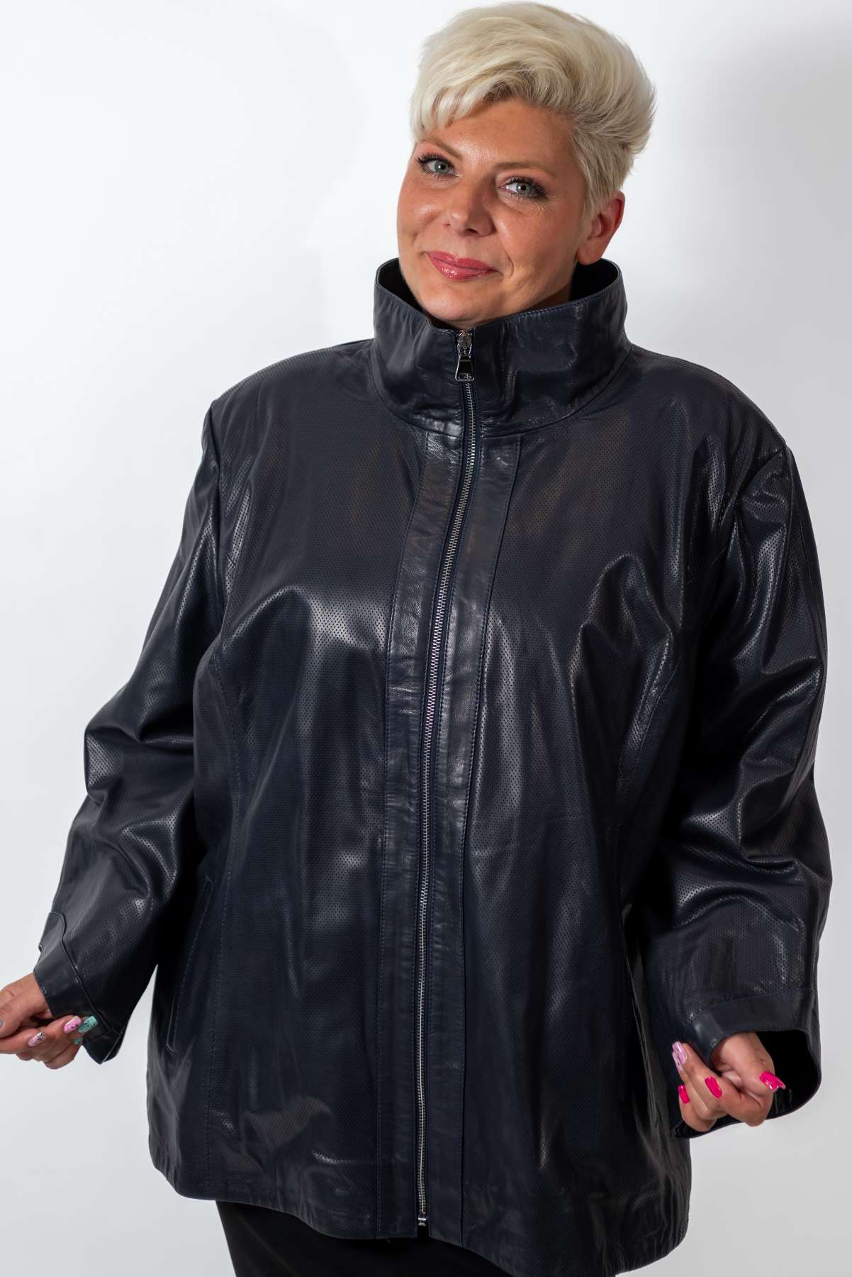 Women's leather jacket Karina Blue