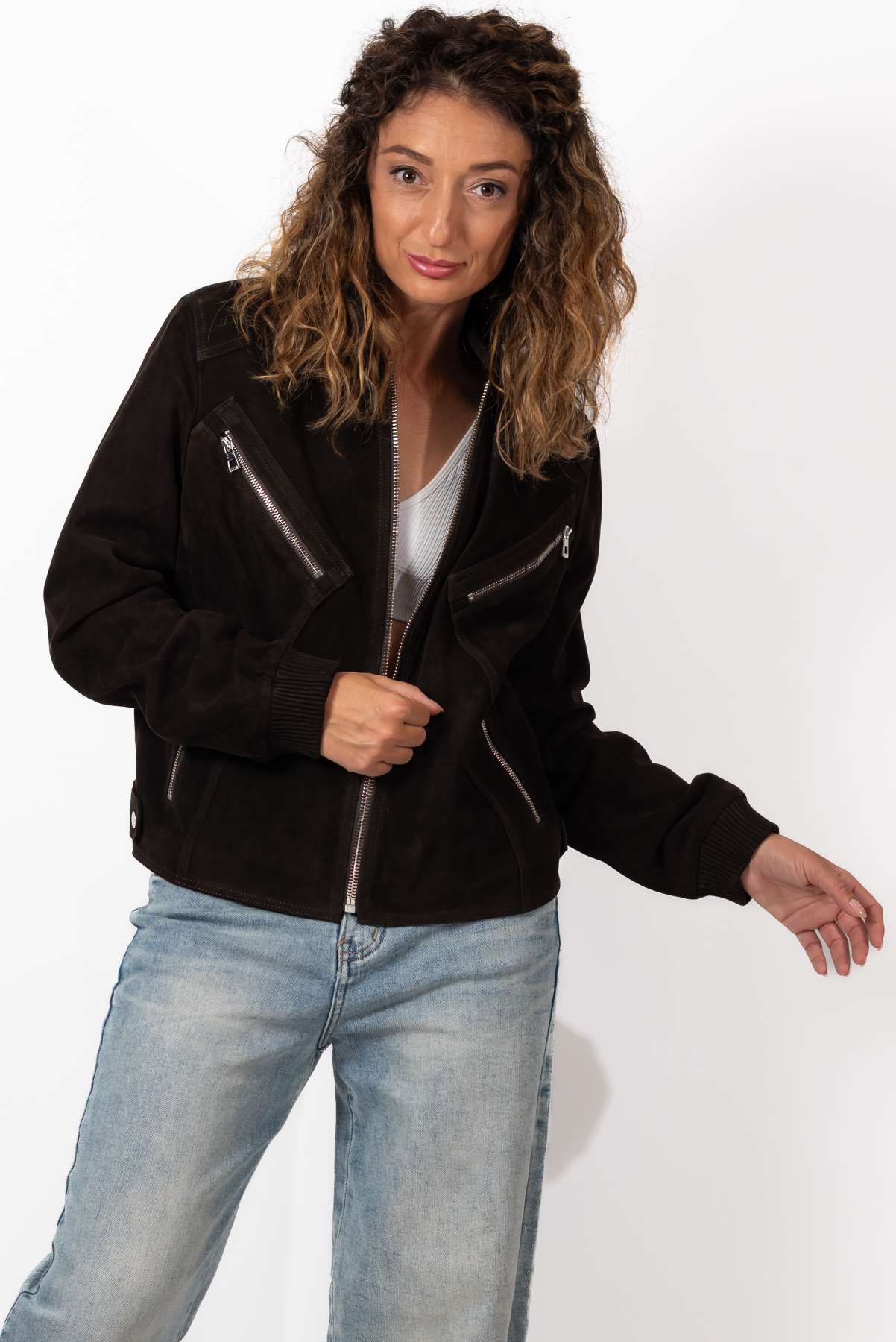 Leather suede jacket Angie Brown