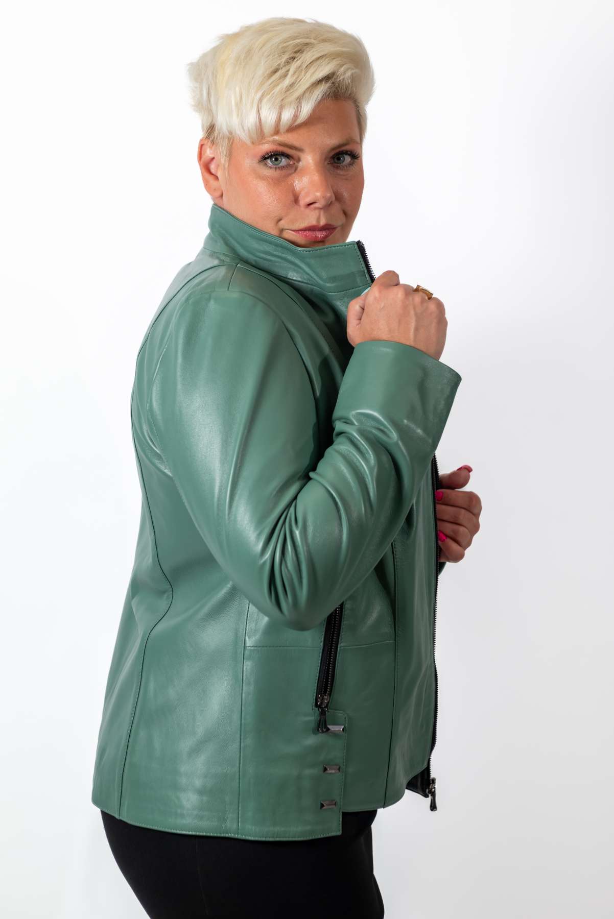 Women's leather jacket Adelina Green