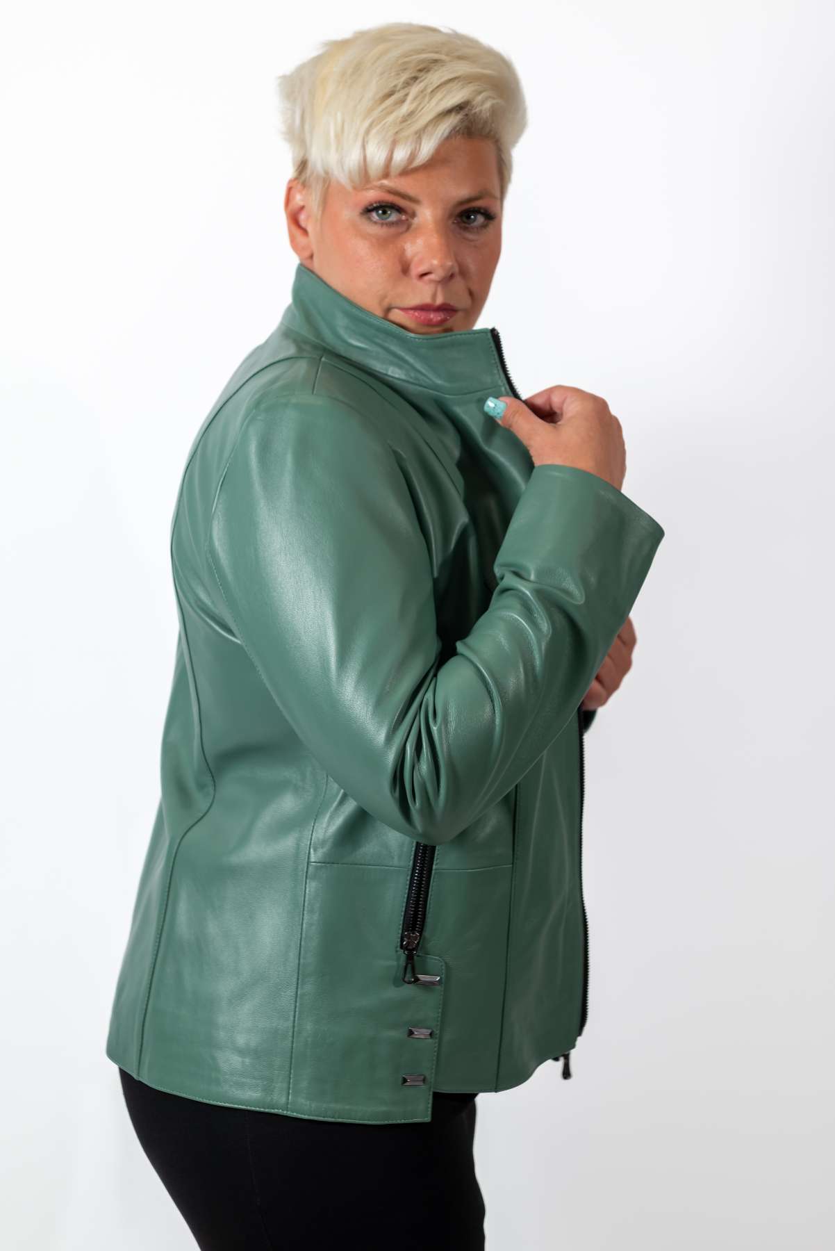 Women's leather jacket Adelina Green