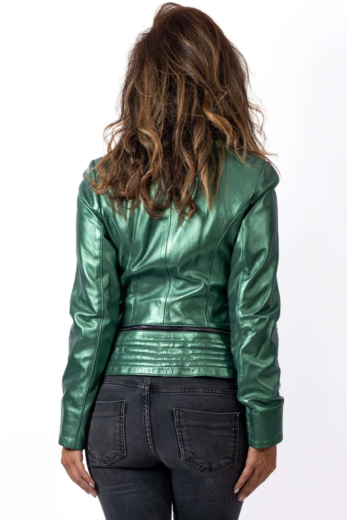 Women's leather jacket Aglaya Green Neon
