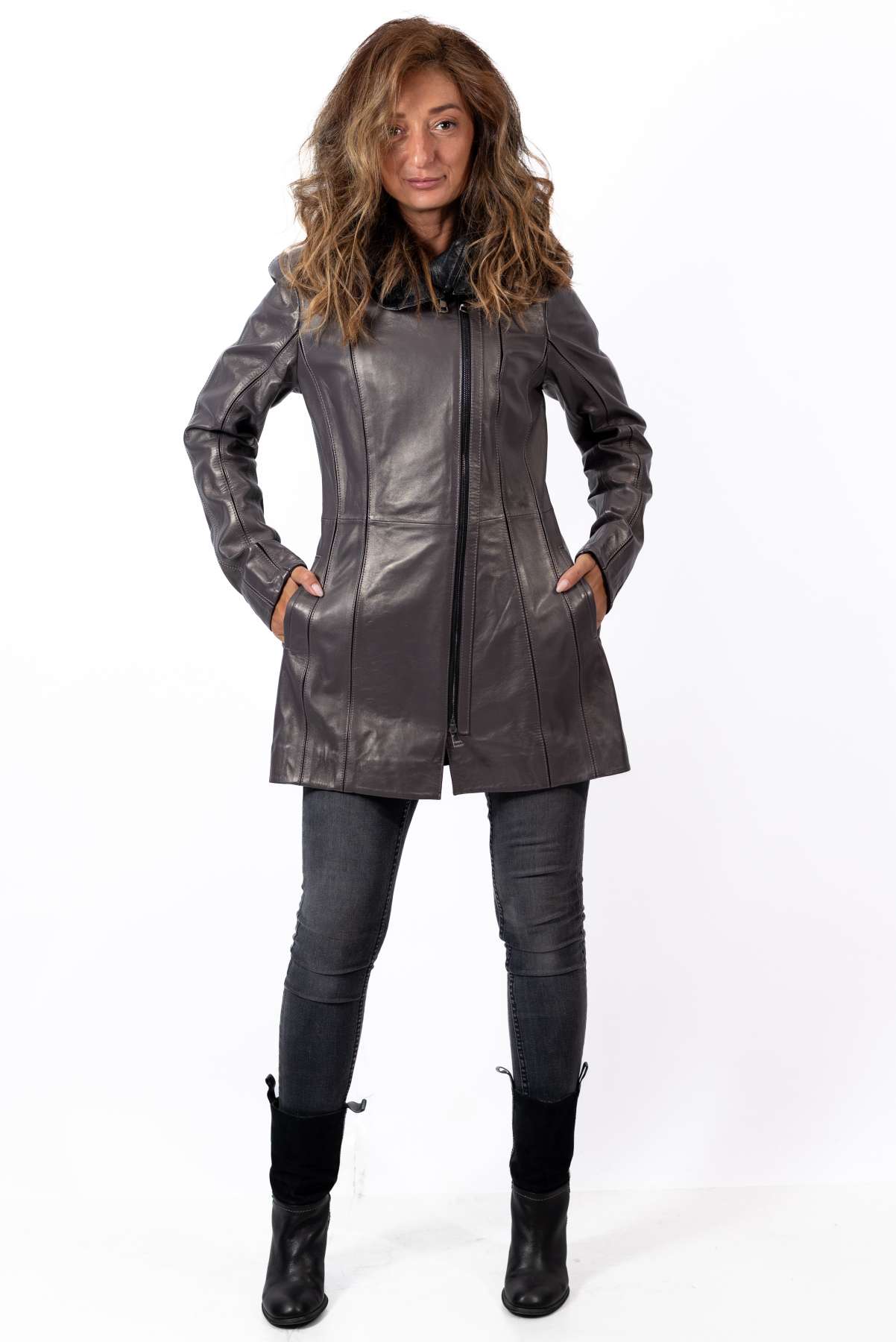 Women's leather jacket Zornitsa Grey