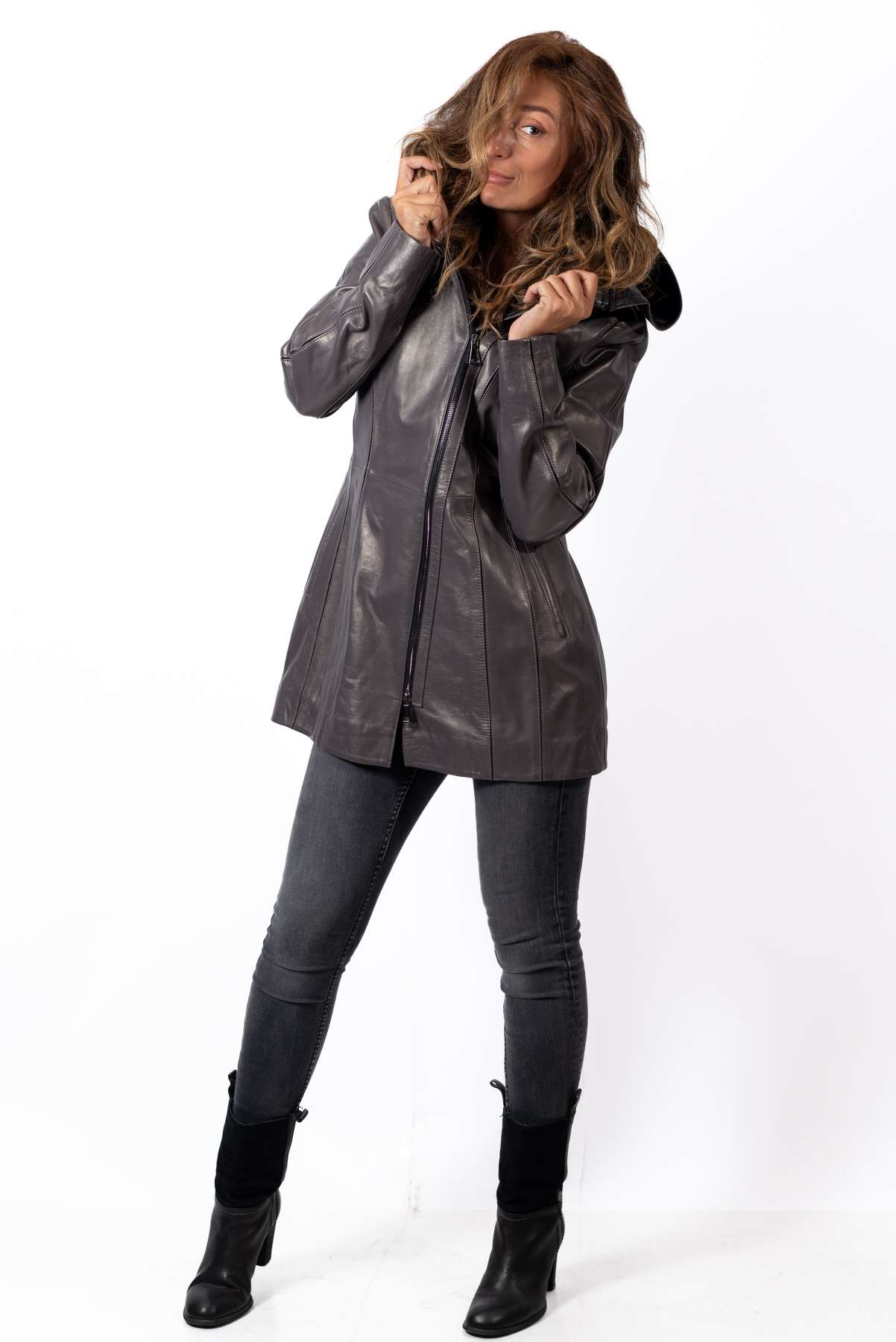 Women's leather jacket Zornitsa Grey