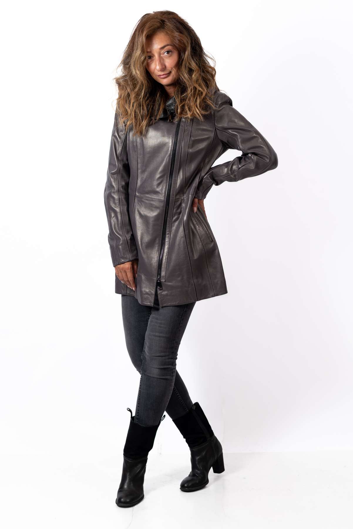 Women's leather jacket Zornitsa Grey