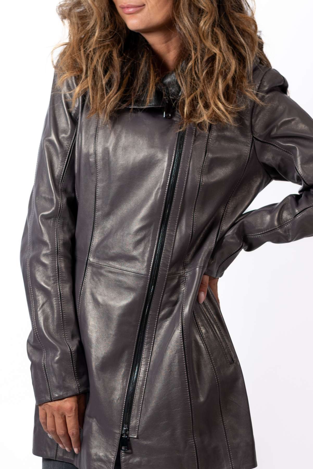 Women's leather jacket Zornitsa Grey