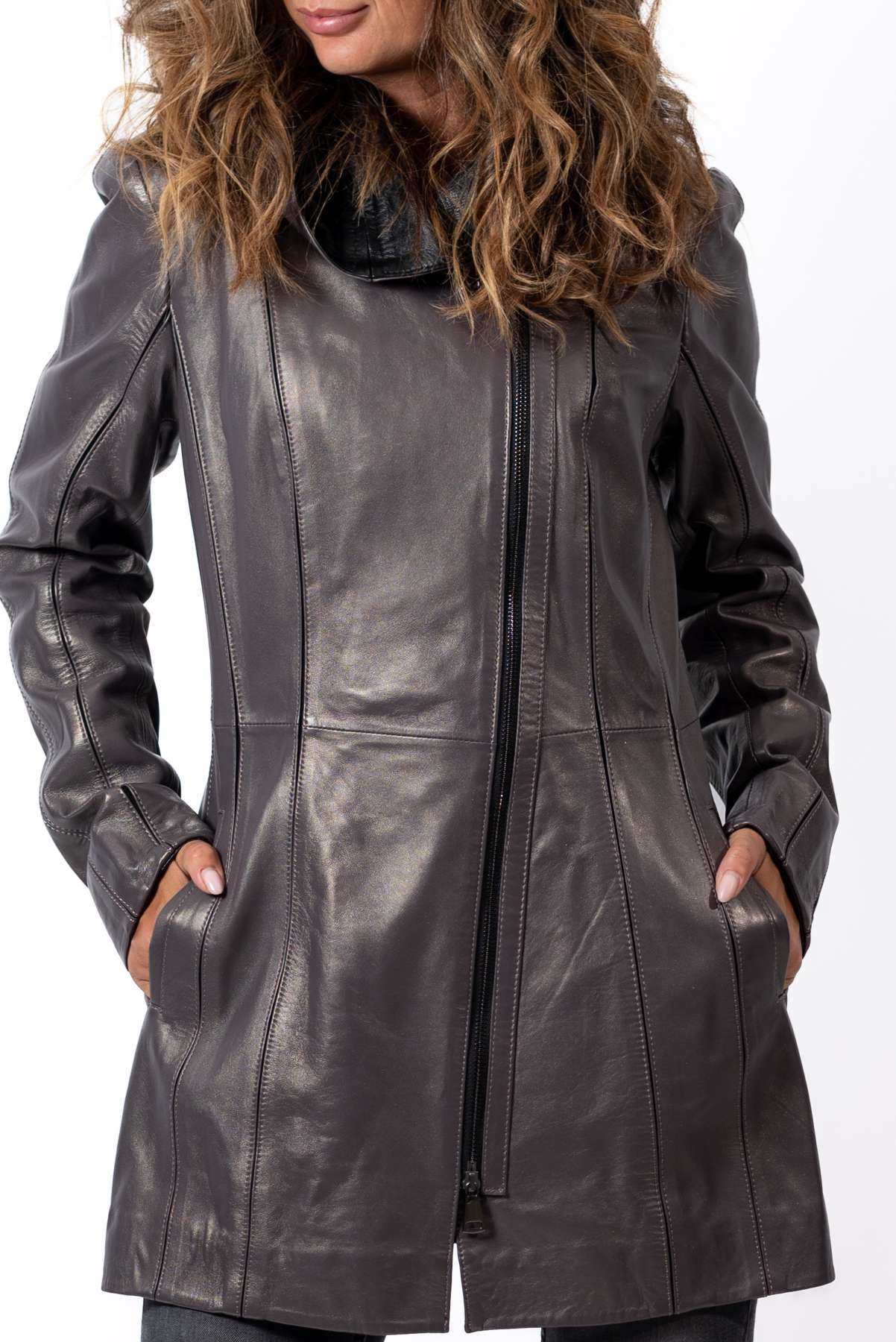 Women's leather jacket Zornitsa Grey