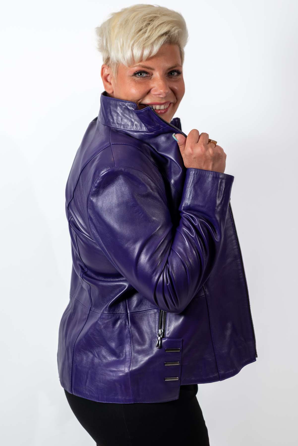 Women's leather jacket Adelina Purple