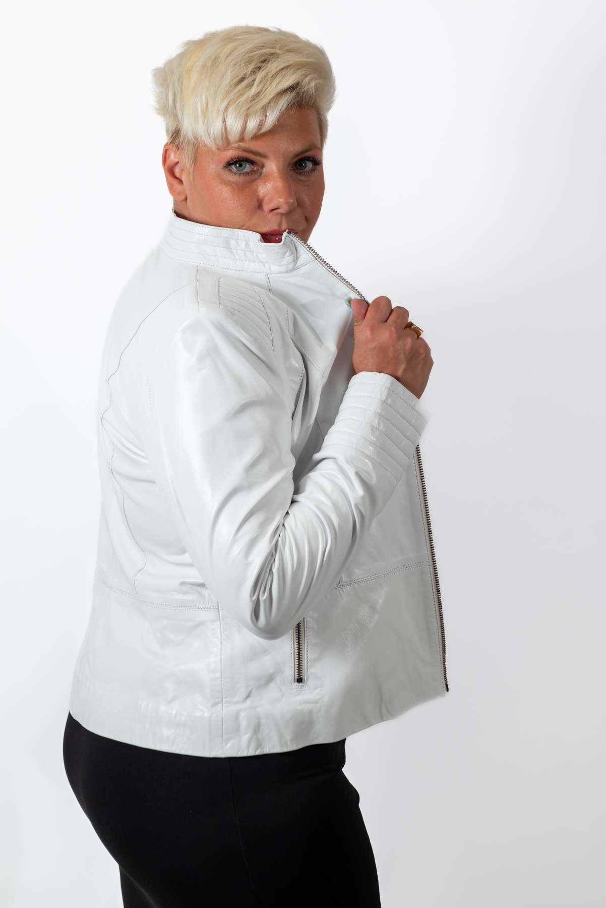 Women's leather jacket Alexa White