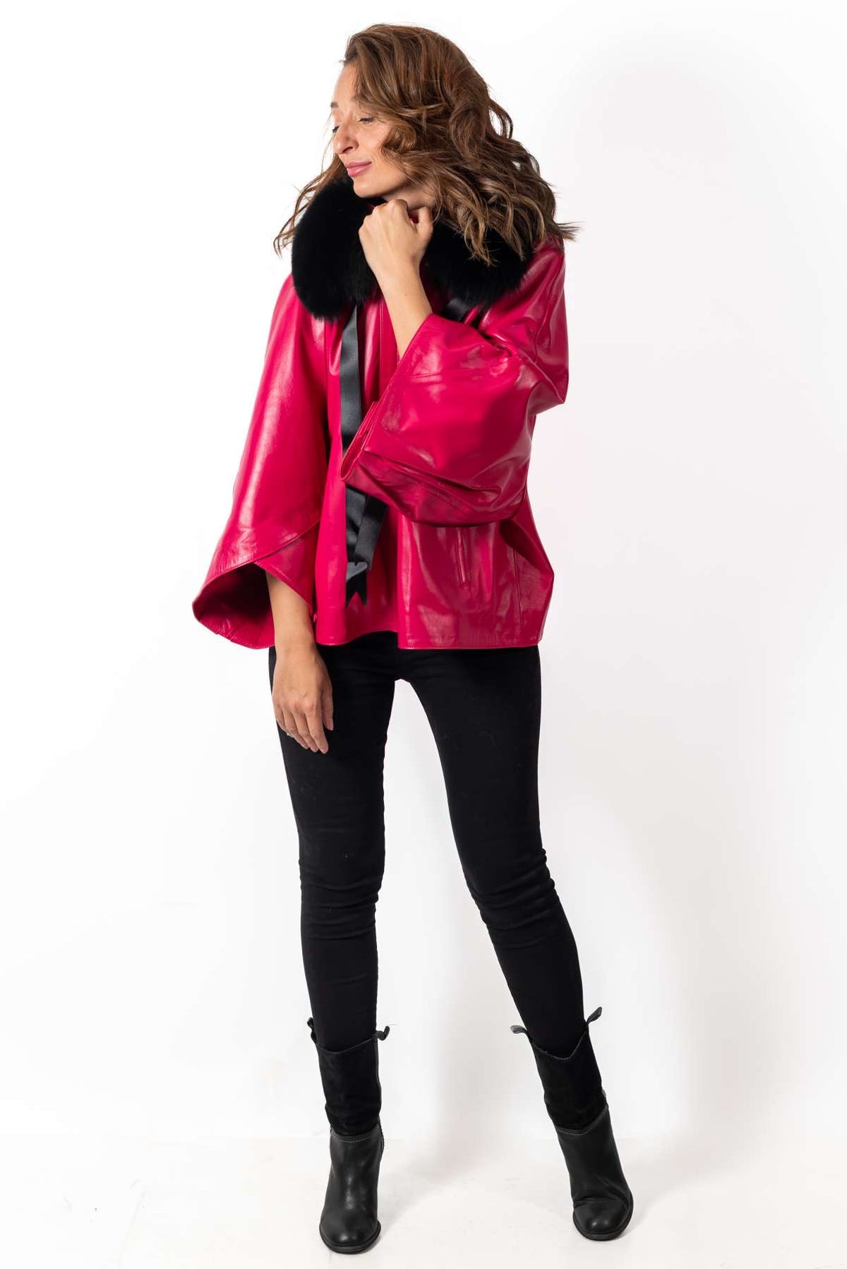 Women's leather jacket Ina Fuchsia