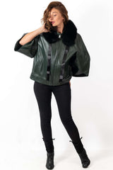 Women's leather jacket Ina Green