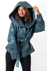 Women's leather jacket Joanna Aquamarine