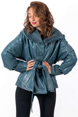Women's leather jacket Joanna Aquamarine
