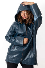 Women's leather jacket Zarena Blue Petrol