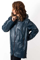 Women's leather jacket Zarena Blue Petrol
