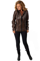 Women's leather jacket Alisa Dark Brown