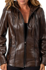 Women's leather jacket Alisa Dark Brown