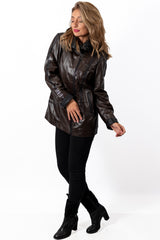 Women's leather jacket Zhana Brown