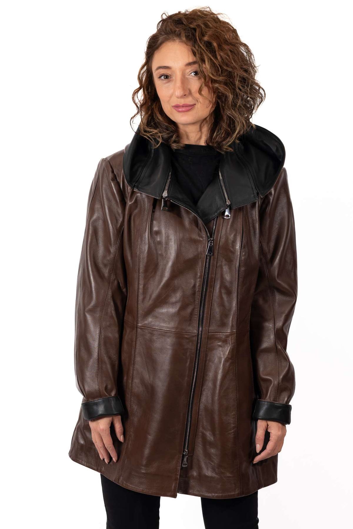 Women's leather jacket Zornitsa Brown