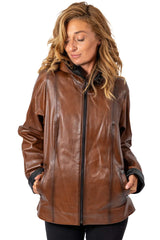 Women's leather jacket Irena Brown