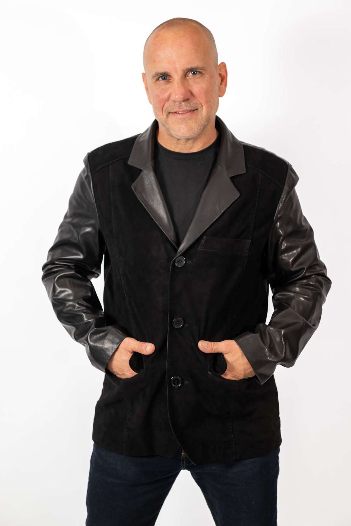 Men's Leather Jacket type Blazer made of genuine lambskin and suede.