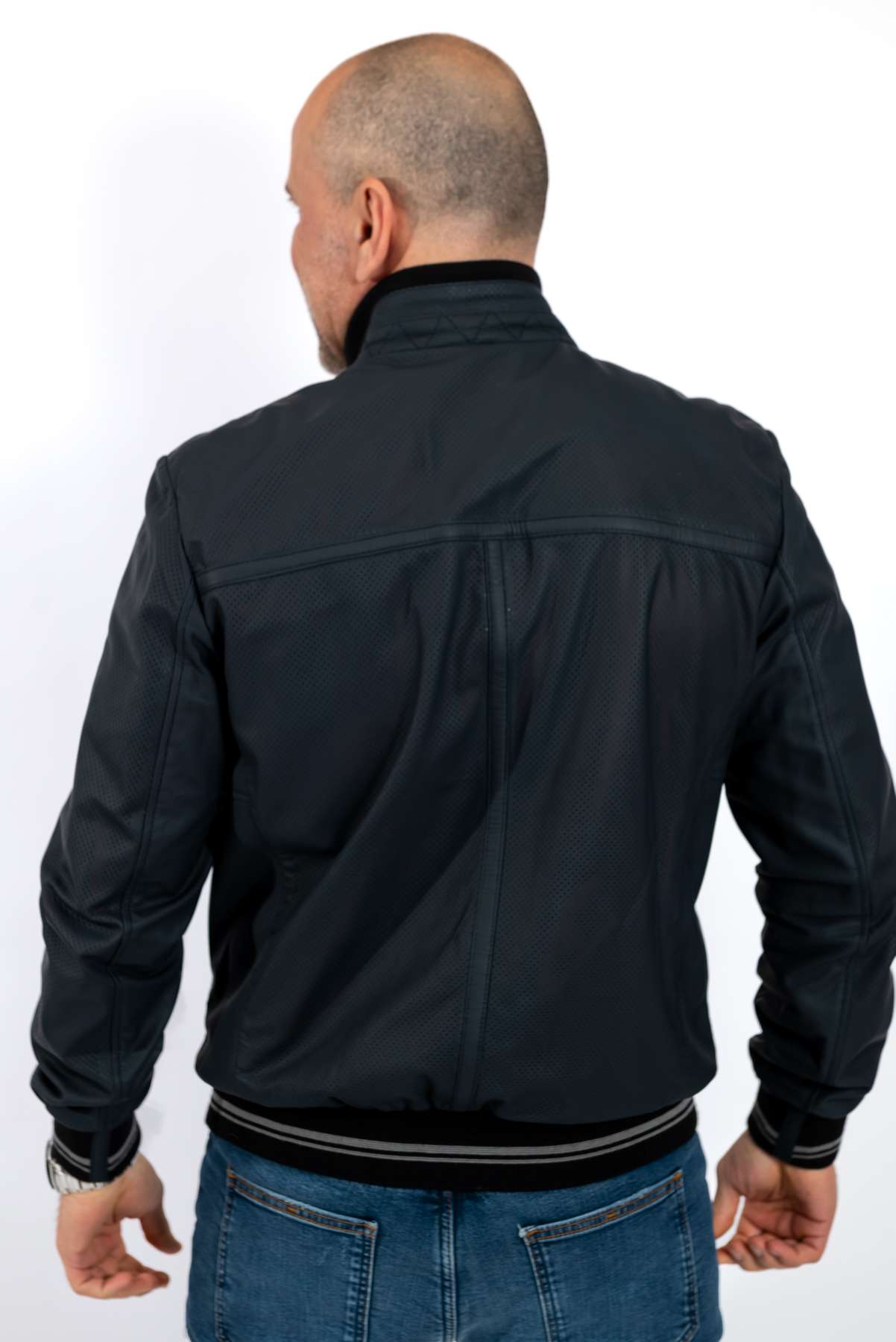 Men's leather bomber jacket Chris Blue