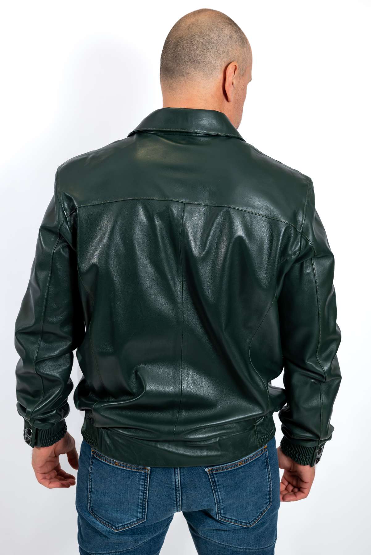 Men's leather bomber jacket Leo Green