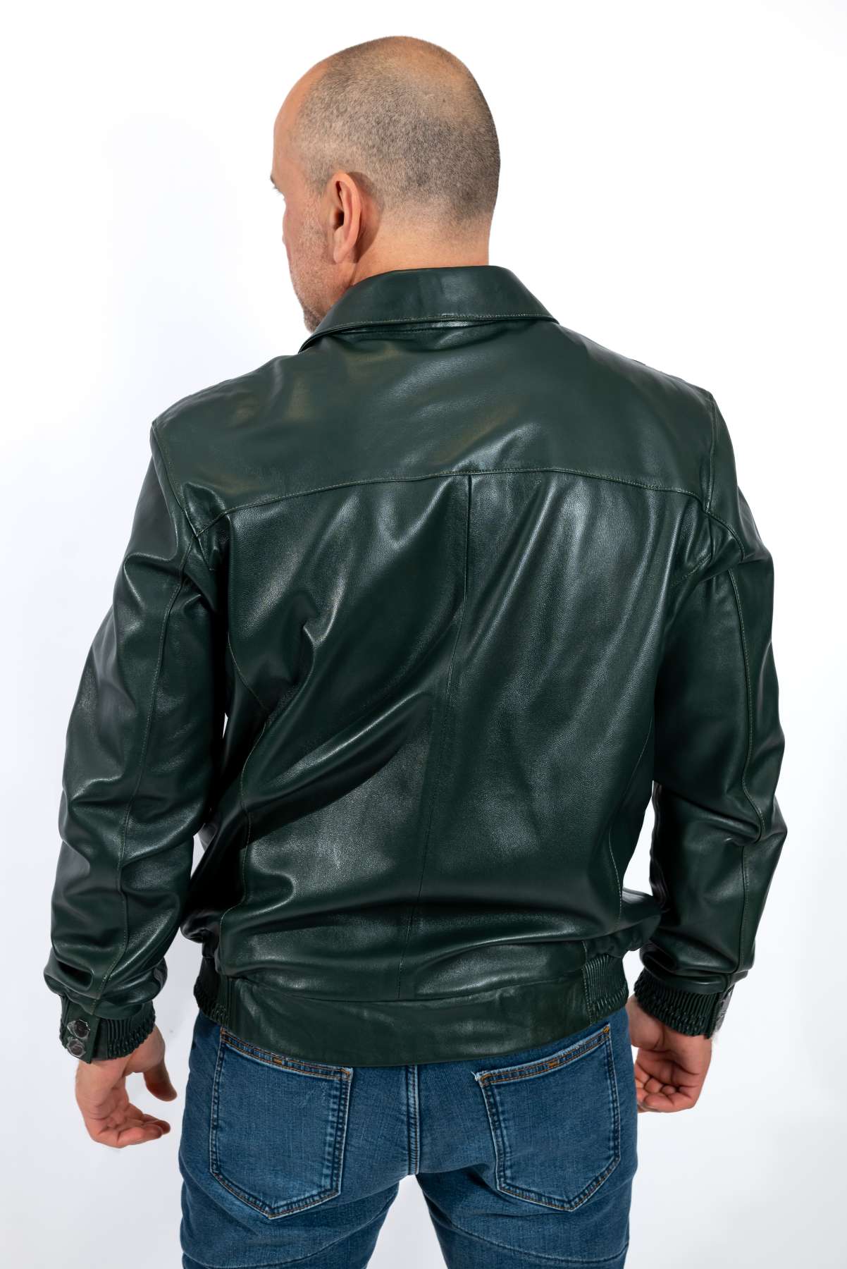 Men's leather bomber jacket Leo Green