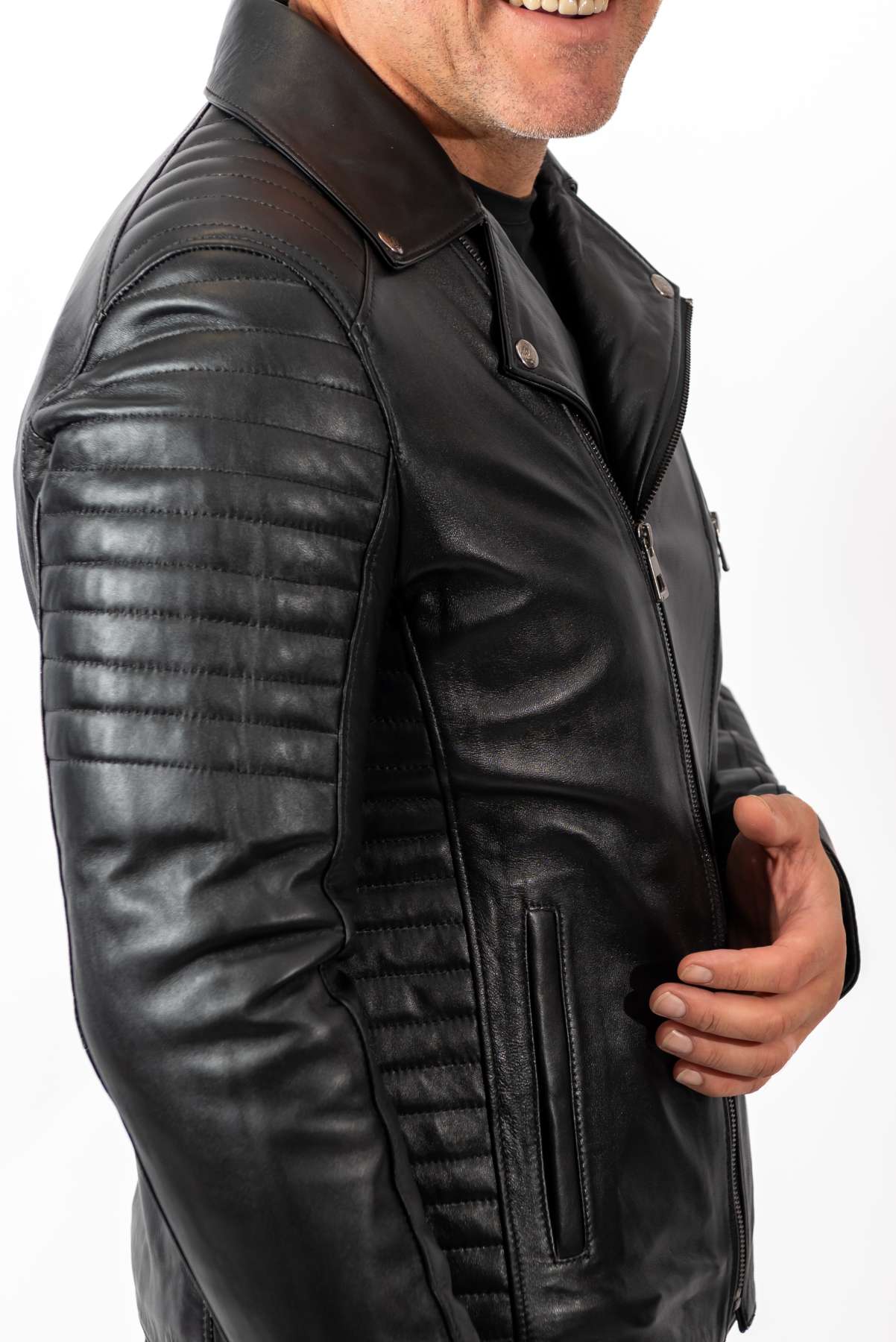 Men's leather jacket Borislav type Biker Black