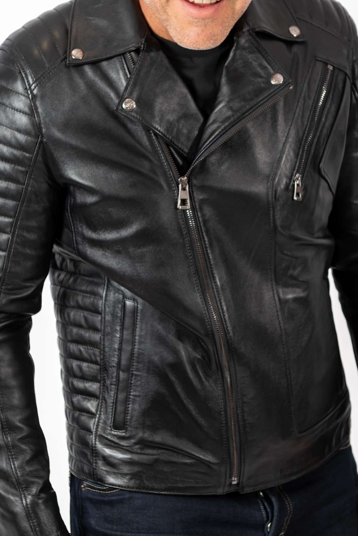 Men's leather jacket Borislav type Biker Black