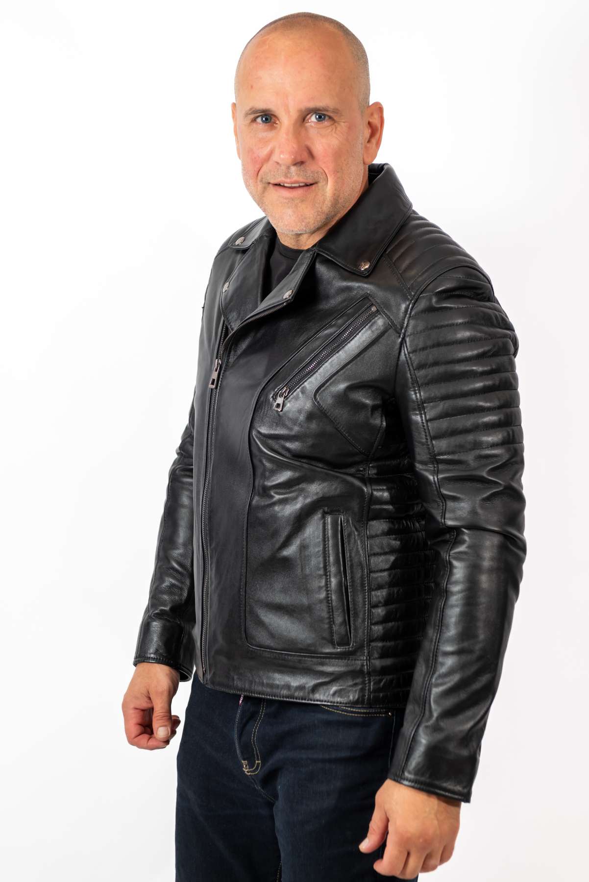 Men's leather jacket Borislav type Biker Black